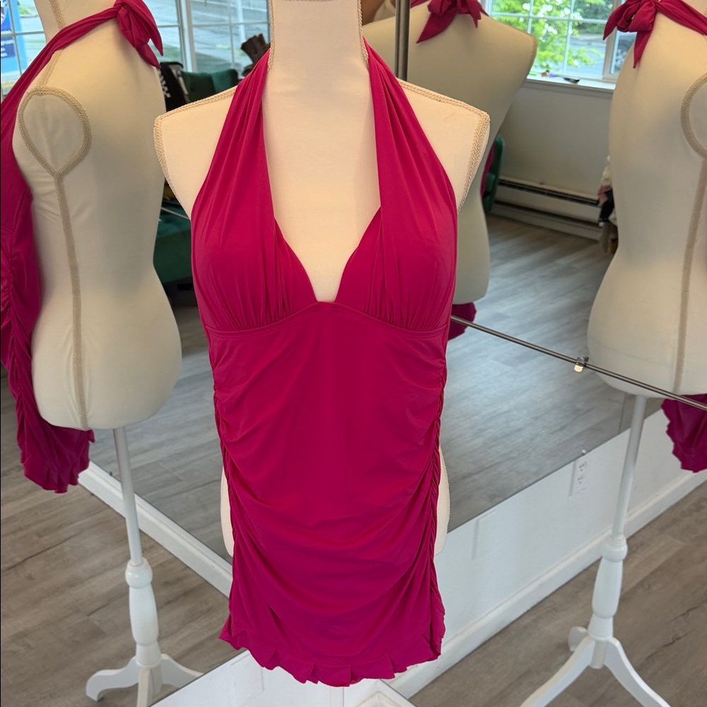 Kenneth Cole New York Hot Pink Halter Tankini